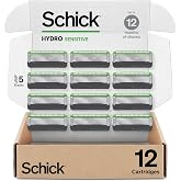Schick Hydro Sensitive 5-Blade Mens Razor Blades Refills, 12ct | 5-blade razors for men, 7 hydrating gel pools, Protective guards for sensitive skin, Flip-back precision edging tool