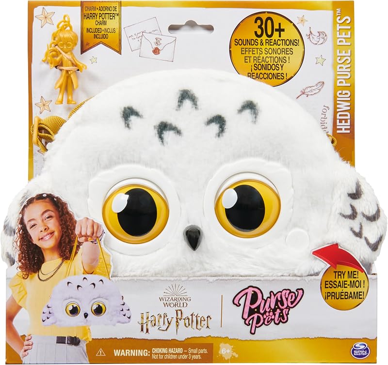 Harry Potter Hedwig Purse Pets, interaktive Eulen-Umhängetasche mit mehr als 30 Geräuschen und Reaktionen, für Mädchen ab 5 Jahren