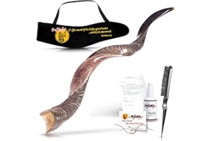 Half Polished Kosher Kudu Shofar Set from Israel, Plus Bag, Officially Signed Certificate Kosher Shofar Horn Made in Israel
