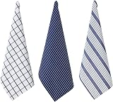 Penguin Home Set of 3 100% Cotton Kitchen Towels 50x70 cm White Blue