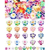 FIVEIZERO 80PCS Clay Plumeria Flower Beads, 20 Colors Hawaiian Polymer Floral Bead Charms for Bracelets, Necklaces & DIY Jewelry Making Crafts