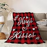 YeeJu Valentines Day Decorative Throw Blanket Red Plaid Love Heart Throw Blanket Girlfriend Wife Couple Gift Blanket for Couch Sofa Bed Soft Lightweight Fleece Blankets and Throws 50x60