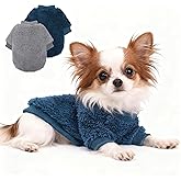 Dog Sweaters for Small Dogs, Warm Fleece Puppy Sweater for Teacup Yorkie Chihuahua Clothes Boy Male, Cute 2 Pack XXS Dog Clothes Winter Soft Pet Sweatshirt Apparel, Navy Blue+Grey