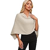 PULI Women Capri Poncho Sweater Petite Cropped Versatile Shawl Slender Frame Fit Soft Knit Wraps Cowl Neck Short Tops