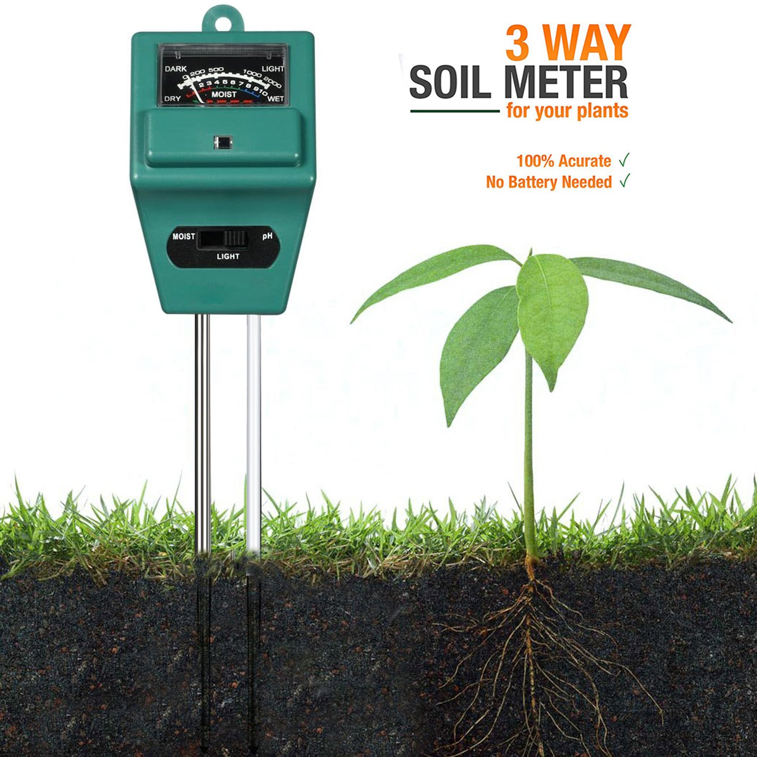 ZEDELA Probador de Suelo para la Humedad el pH y la Luz