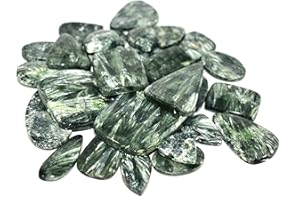 Kanta Incorporation Kanta 100Cts, Natural Seraphinite Loose Gemstone Wholesale Cabochon Lot, Jewelry Making Loose Gemstone, Healing Crystals, Bulk Gemstone, Seraphinite Loose Gemstone Multicolor