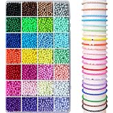 LLchunyun 5600Pcs 4mm Acrylic Round Beads for Bracelets Making Kit, 28 Colors Rainbow Round Beads for Jewelry Making Candy Color Plastic Bubble Gum Beads Pastel Loose Beads Bulk for Necklace (4mm)