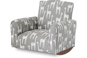The Rose Hill Company Kid Rocking Chair for Toddlers, Child Chair for Little Kids, Upholstered Toddler Armchair for Children, Comfy and Cute Little Kid Chairs (Rockers, Grey Giraffes Print)