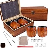 Drtenvd Charred Wooden Bourbon Drinking Glass, Old Fashioned Whiskey Glass Bourbon Gifts for Men, Oak Whiskey Tumbler Gifts for Husband, Dad, Brother, Birthday, Father’s Day, Christmas