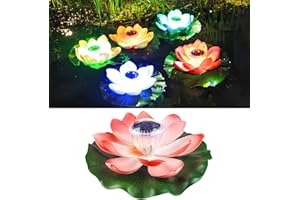 COMEHOME YM HOME Floating Solar Pond Light Lotus Floating Lights Lotus Solar Light, Solar Floating Pool Lights Lotus Flower Decor Solar Lights for Pond
