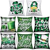 Mixweer Set of 8 St Patrick's Day Pillow Covers 18 x 18 Inch Lucky Charm Shamrock Truck Green Throw Pillow Covers Decorations Case for Sofa Couch Home