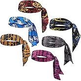 ONEYE Sweatbands for Men Women Polyester-Spandex Tie Headbands, Sports Headband Tie Back Bandanas, Gym Head Tie Head Bands Hair Band for Workout Athletic, 5PCS