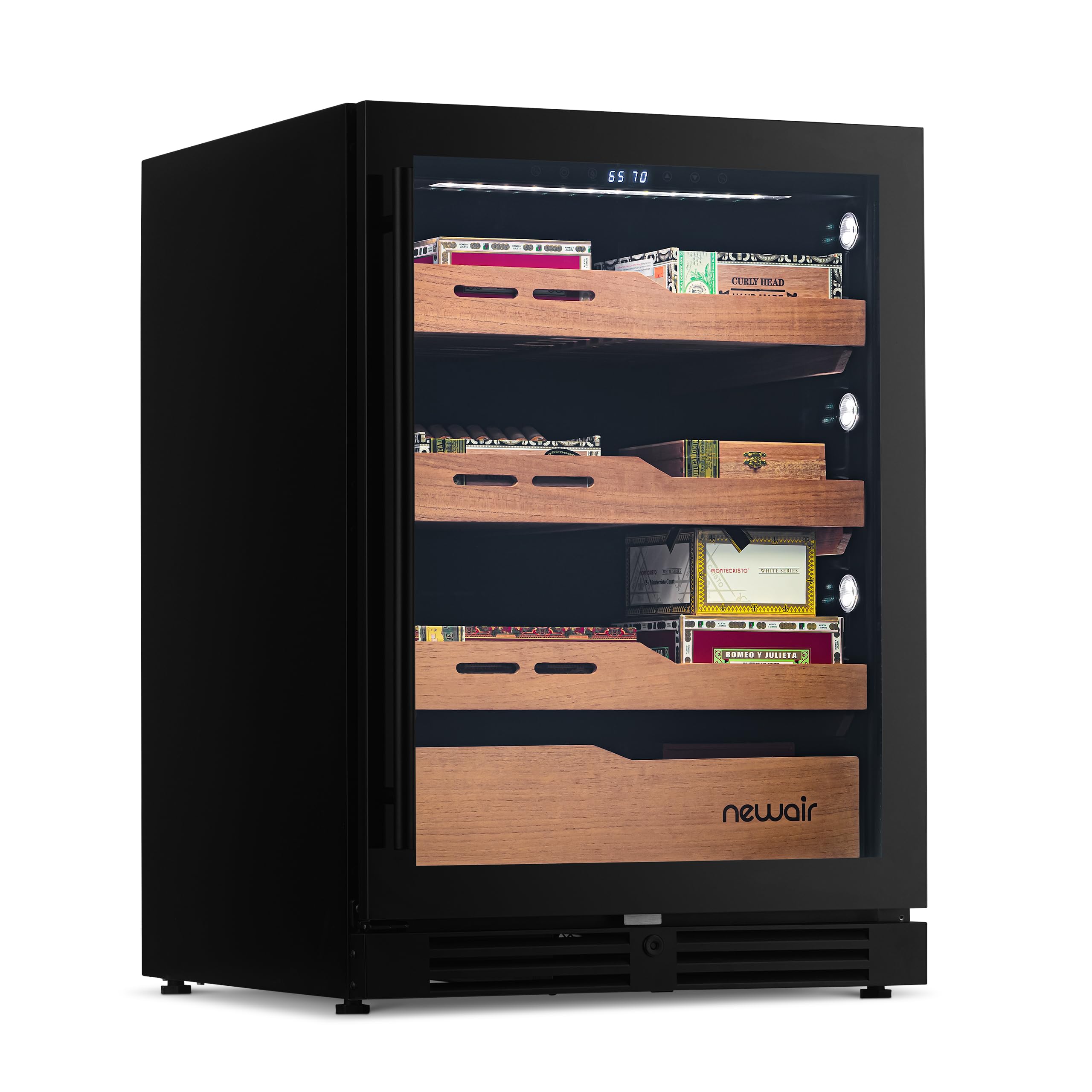 Photo 1 of *Scratched/Smudged at the bottom* NewAir 1500 Count Built-in Electric Cigar Humidor, Large Capacity Cigar Cooler with Spanish Cedar Drawers, Humidity Control, Opti-Temp™ Heating & Cooling, LED Lighting and Glass Door with Lock