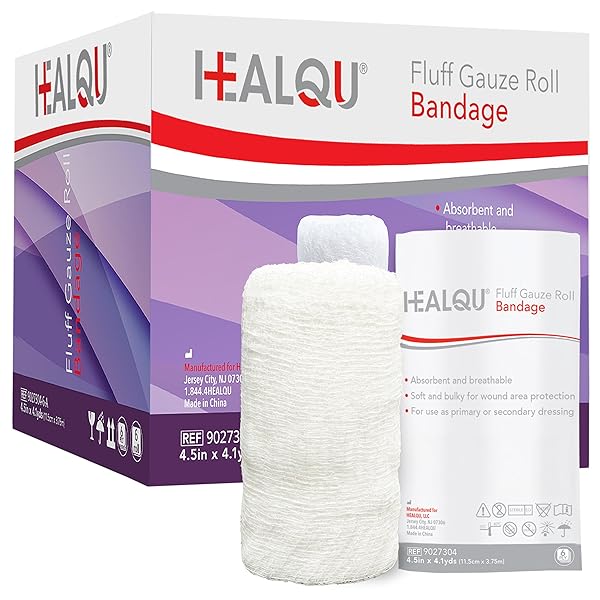 KERLIX GAUZE BANDAGE ROLLS – 4 1/2 IN X 4.1 YDS, 6 PLY, 24 SINGLE STERILE POCUHES – ULTRA ABSORBENT, LATEX FREE, HOSPITAL GRADE COTTON FLUFF BANDAGE WRAP KRINKLE STYLE – WOUND CARE & FIRST AID -HEALQU