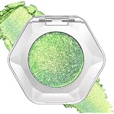 Noerrors Green Gold Holographic Duochrome Glitter Eyeshadow, Multichrome Rich Color Shimmer Metallic Eyeshadow for Blue Green Eyes, Satin Shiny Iridescent Mermaid Eye Makeup Palette Rave Accessories