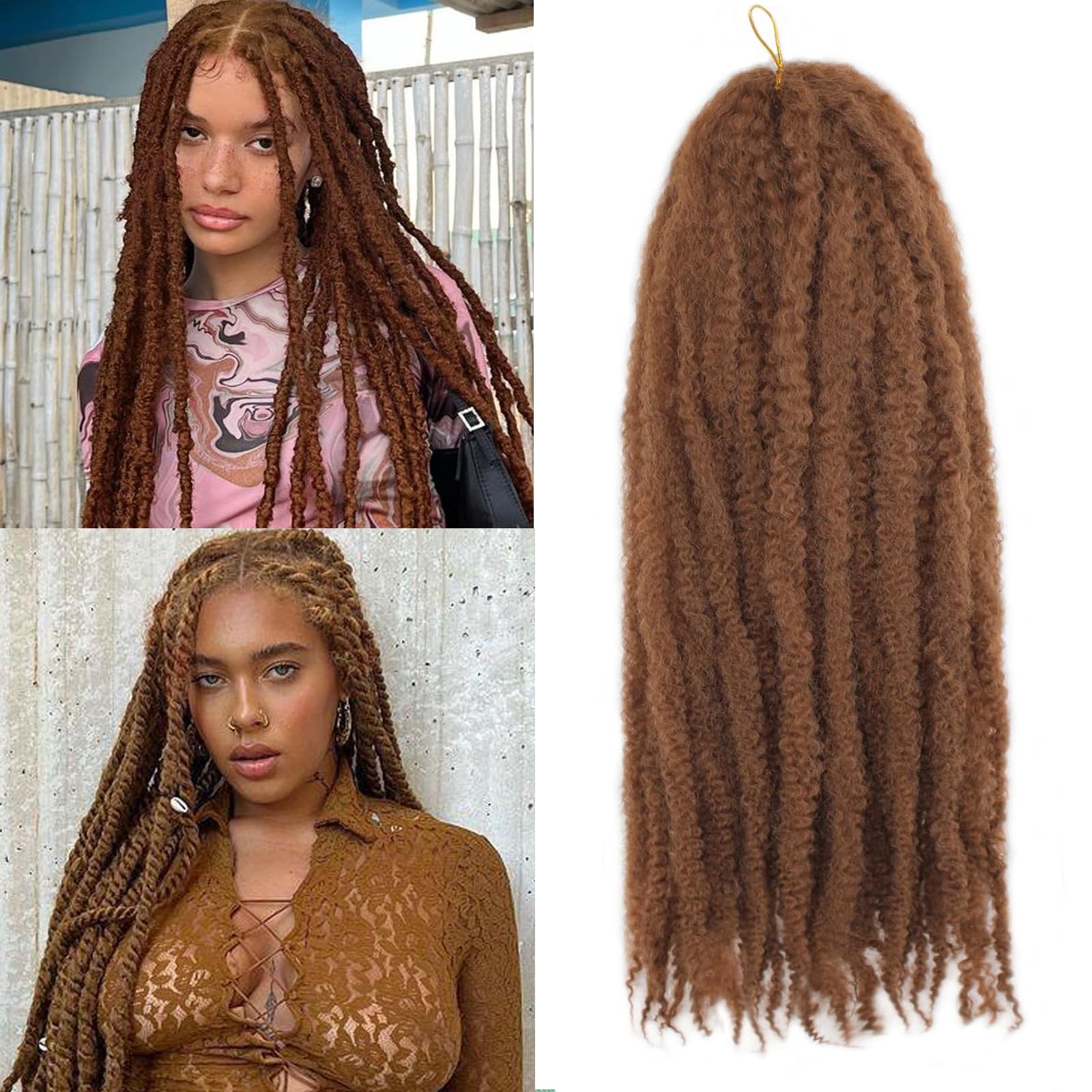 XIMENALU Marley Twist Braiding Hair Afro Kinky Curly Cuban Twist Hair Marley Twists Crochet Braids Synthetic Senegalese Twists Crochet Hair Extensions for Women (30#, 18inch/3packs)