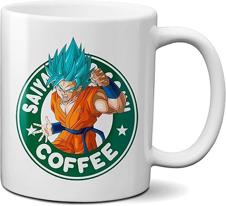 Amazon Co Jp ドラゴンボールz悟空サイヤ人神スターバックススタイルかわいいセラミックティーカップ330ミリリットル11オンス Lxhff ホーム キッチン