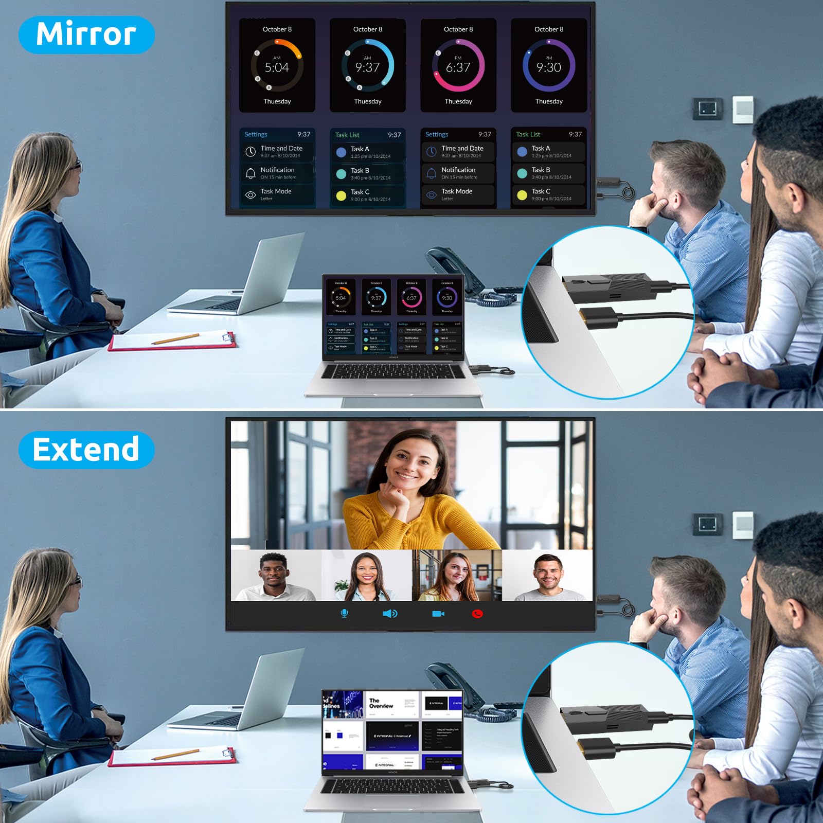 Wireless HDMI Transmitter and Receiver, Plug & Play 4K Decording, Portable 2.4G/5G Wireless HDMI Extender Kit for Streaming Video and Audio to Monitor from Laptop/PC/TV Box/Projector (30m)