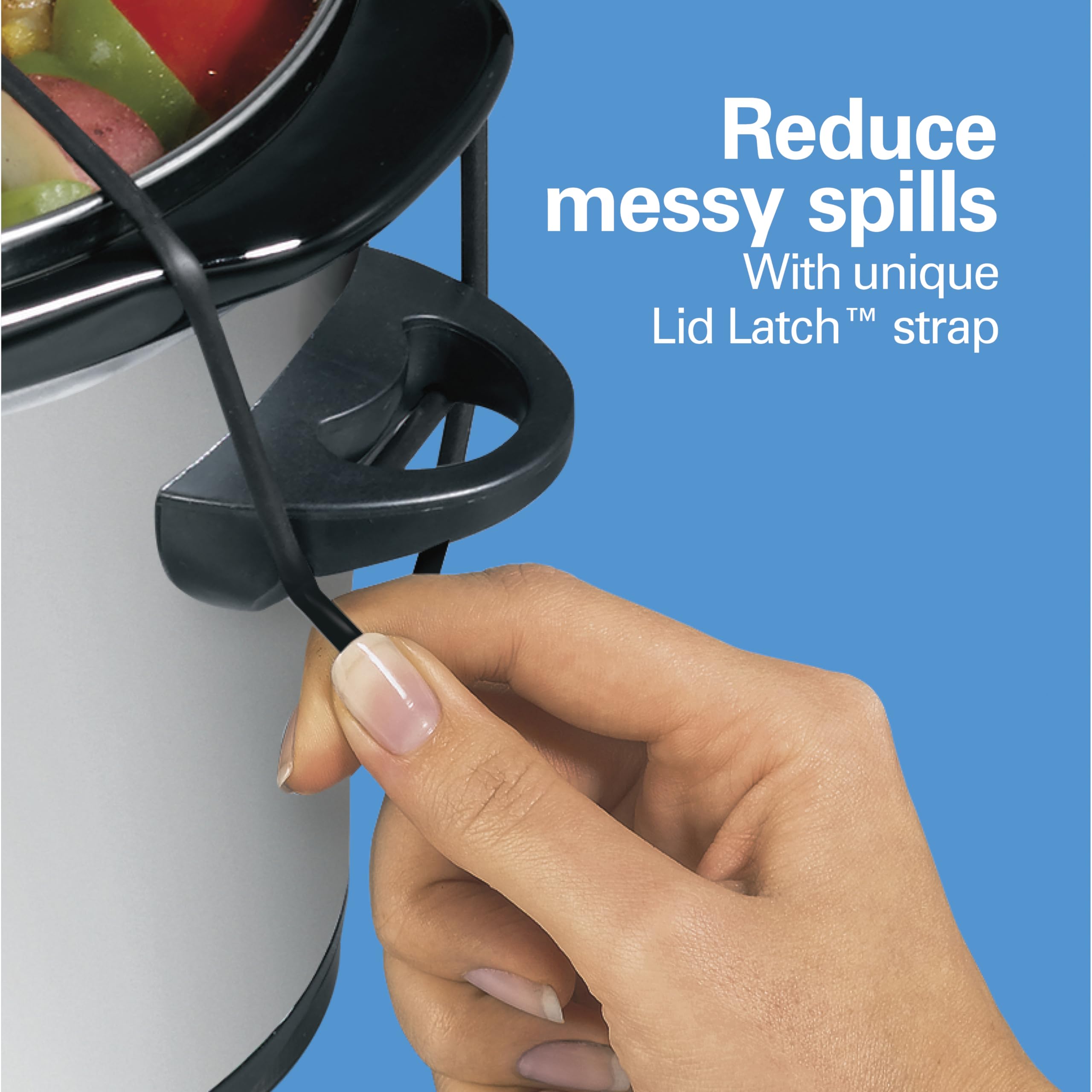 Hamilton Beach 7-Quart Portable Slow Cooker Serves 8+, Dishwasher Safe Crock, Lid Latch Strap for Travel, Brushed Silver