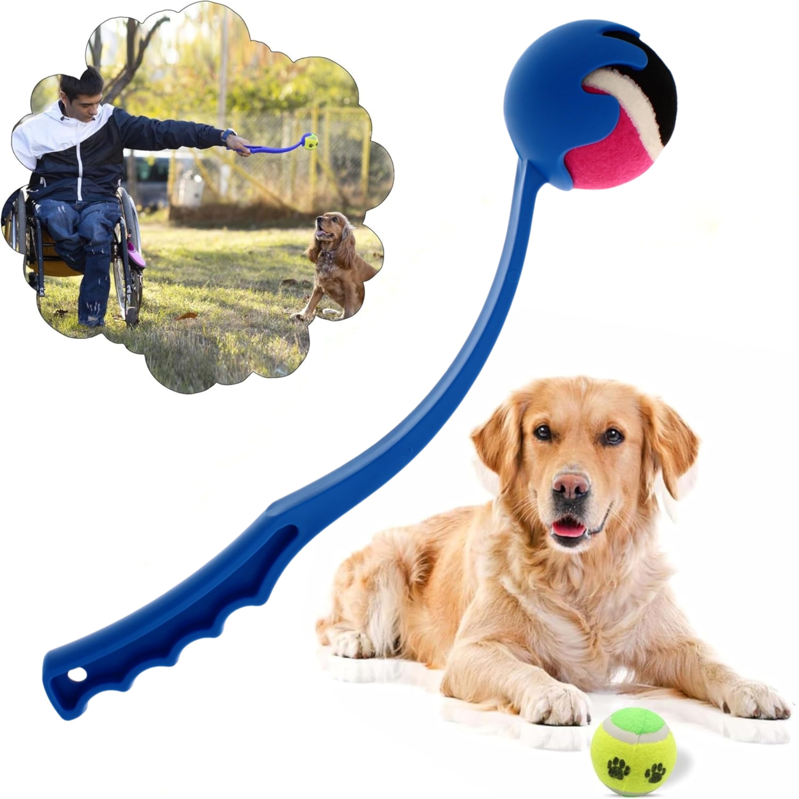 HOVUK Blue Dog Interactive Toy, 14cm Durable Rubber Spikey Dumbbell Toy, Soft on Gums Pet Teething, All Breed Flexible Dog Bone Active Play Chew Toy