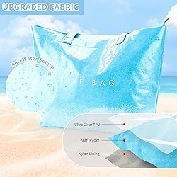 KALIDI PVC Zipper Tote Bag, Kraft Paper Beach Bag