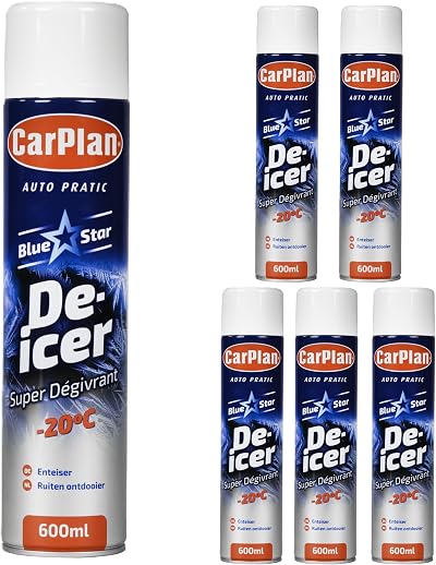 CarPlan BLUE Star De-Icer 600 ml Pack of 6 Fast-Acting Windscreen Defogger