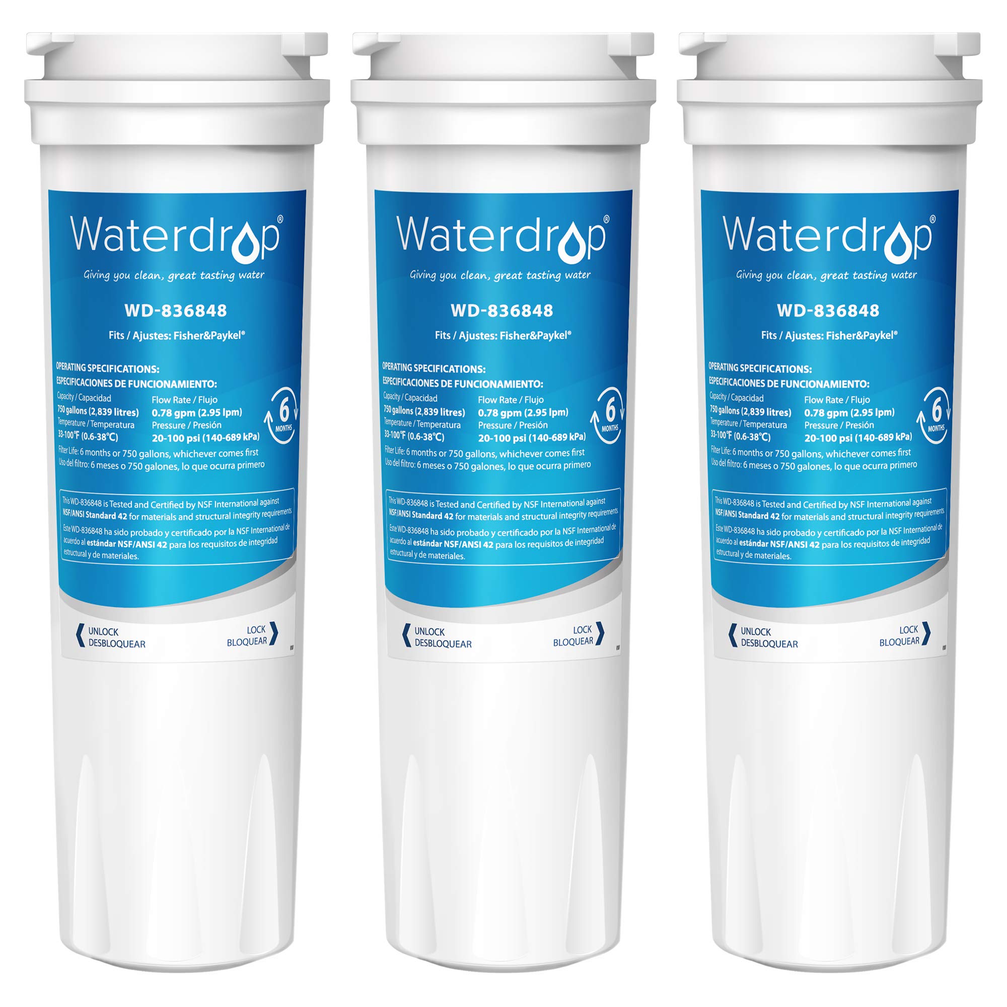 Waterdrop 836848 Replacement Refrigerator Water Filter, Compatible with