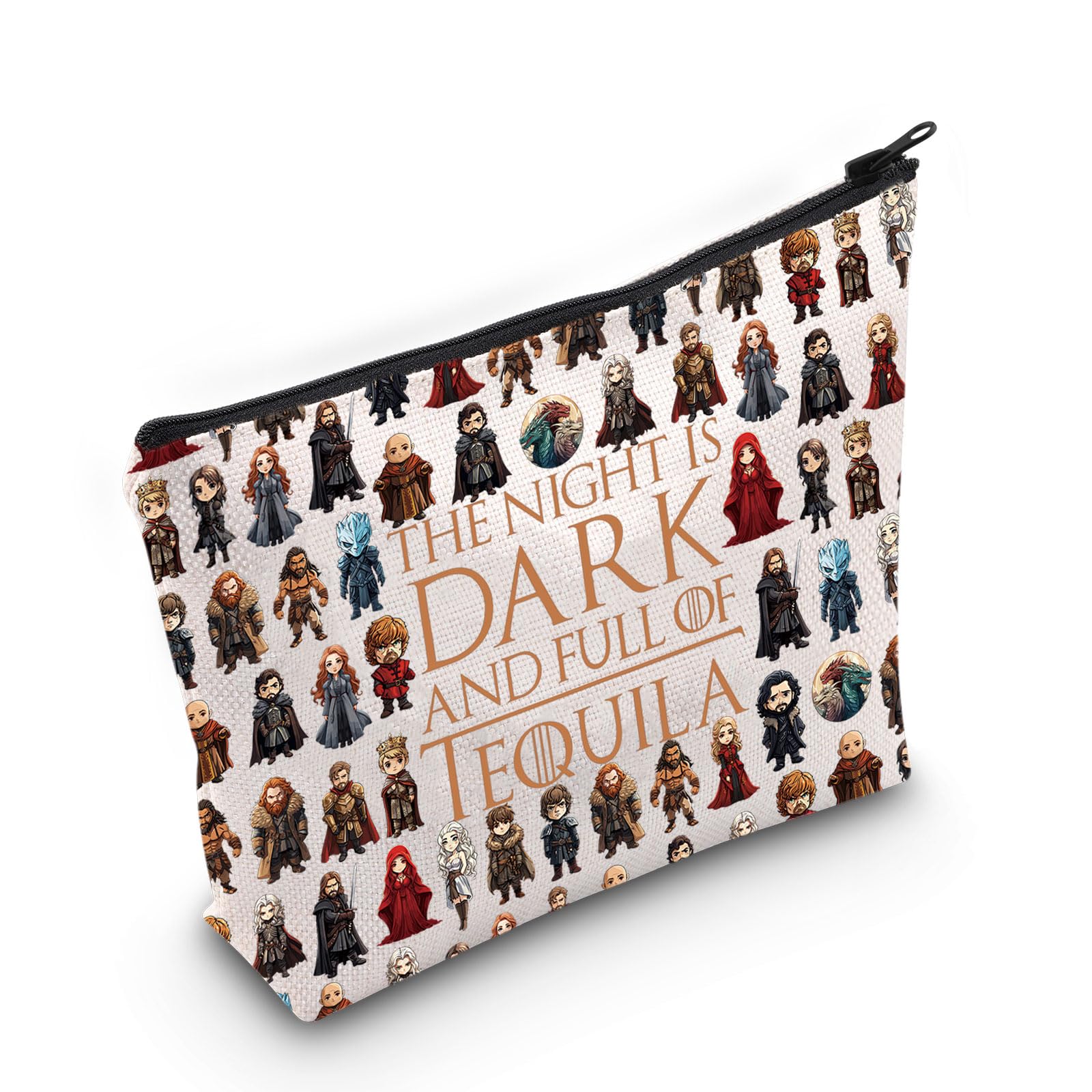 LEVLO Thrones Game Cosmetic Make Up Bag - Multicolour, Rectangular, Canvas, Zipper, Game of Thrones Inspired Design, Women's Storage Travel Cosmetic Case