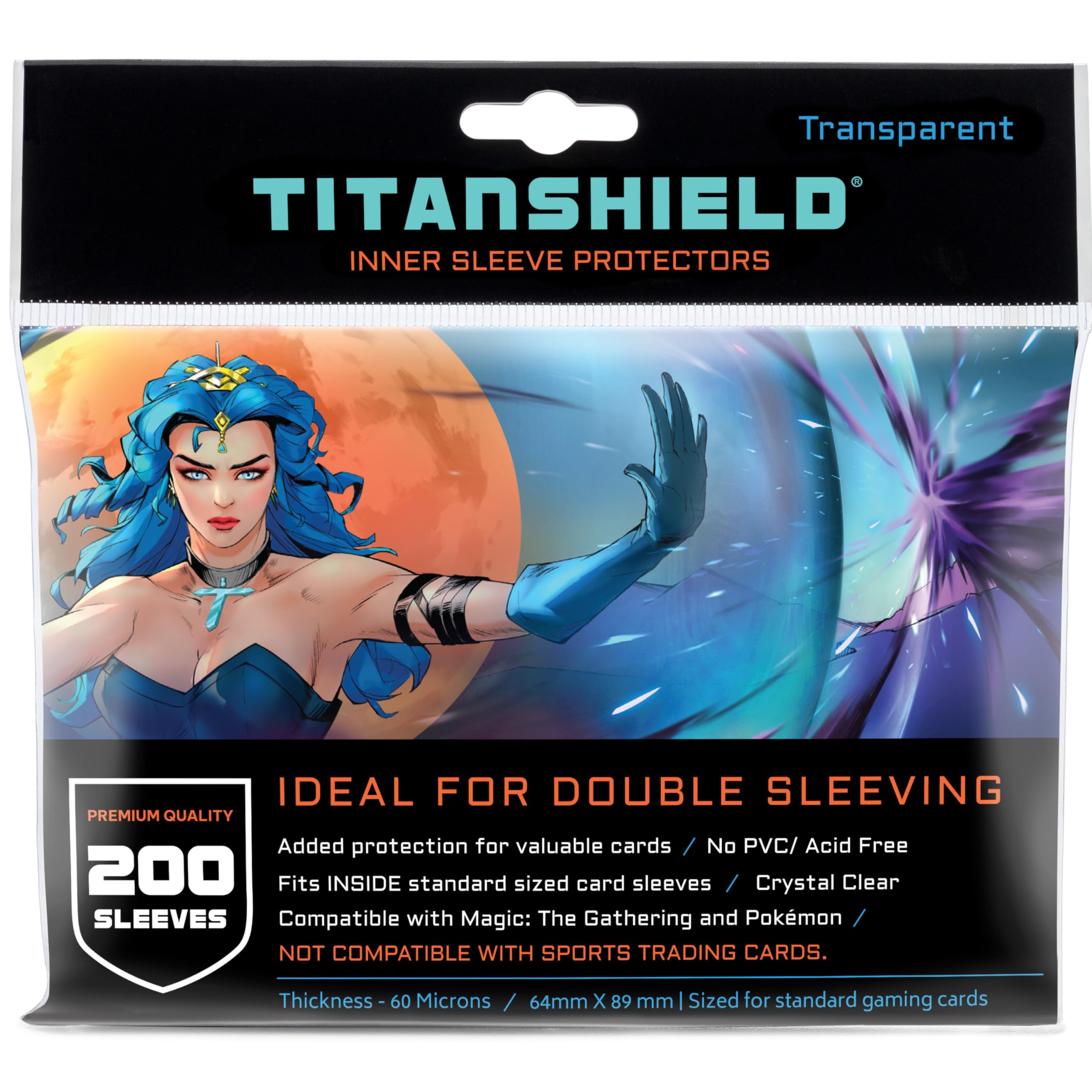 TitanShield (Single Pack 200ct) Inner Sleeve Protectors Perfect Size for Double Sleeving MTG Standard Deck — image 1