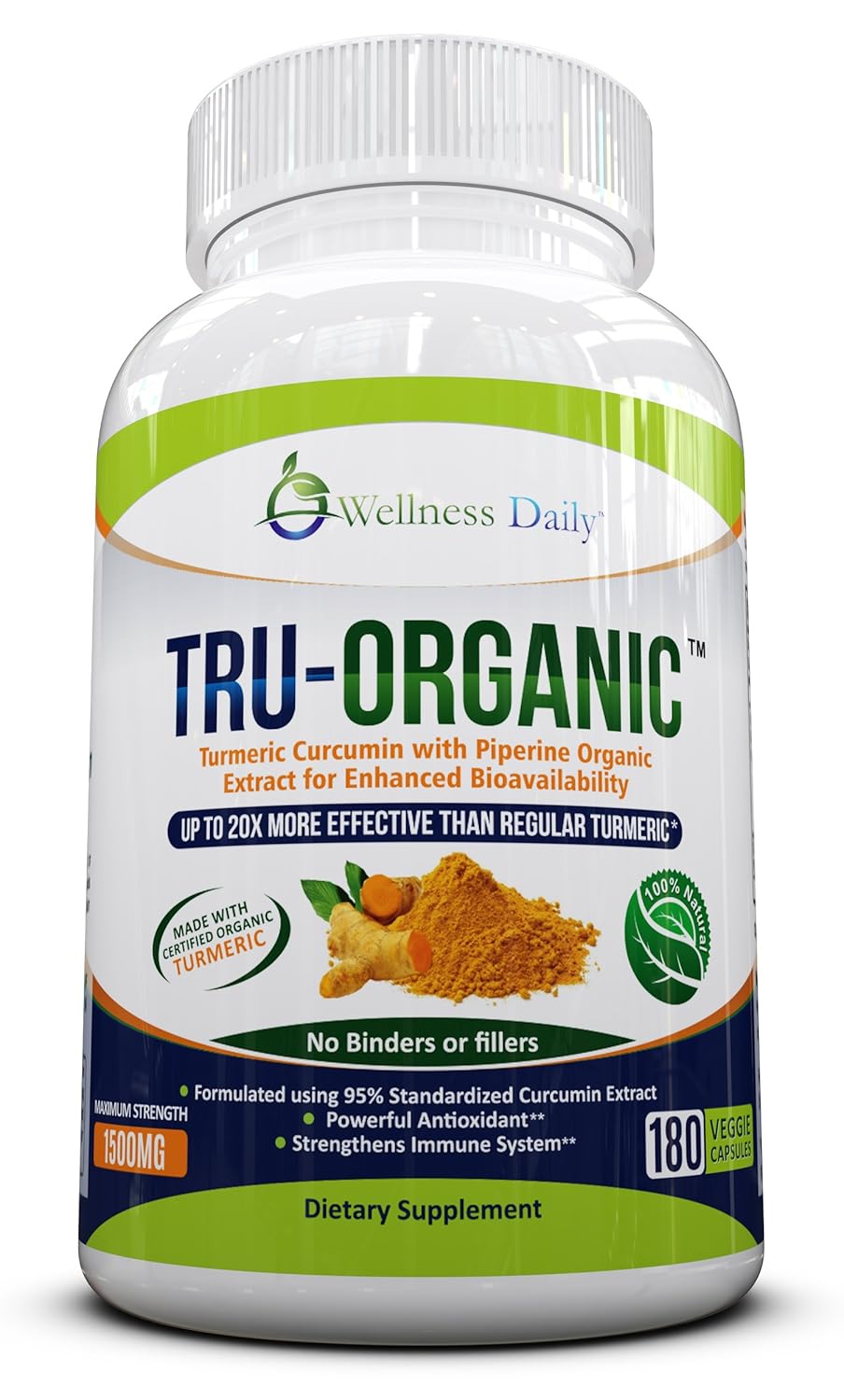 TRU ORGANIC Premium Organic Turmeric Curcumin Advanced Strength 1500mg