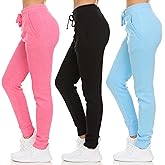 DARESAY Womens Running Workout Fleece Joggers Sweatpants with Pockets and Ealstic Cuff, Pack of 3 Up to XXL