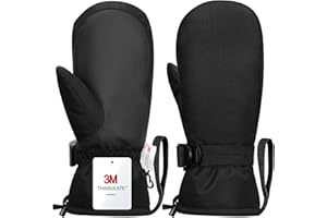 Odtmger Snow Mittens Waterproof Winter Ski Warm Gloves 3M Cotton Lined, Perfect for Couples & Family Winter Adventures