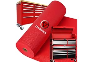 ONREVA Tool Box Liner 16 inch Wide x 18 ft Large, Thick Heavy Duty Toolbox Drawer Liners, Rolling Tool Chest Liner Foam, Shelf Rubber Mat, Red Non-Slip Organizer Liner for Cabinet, Workbench