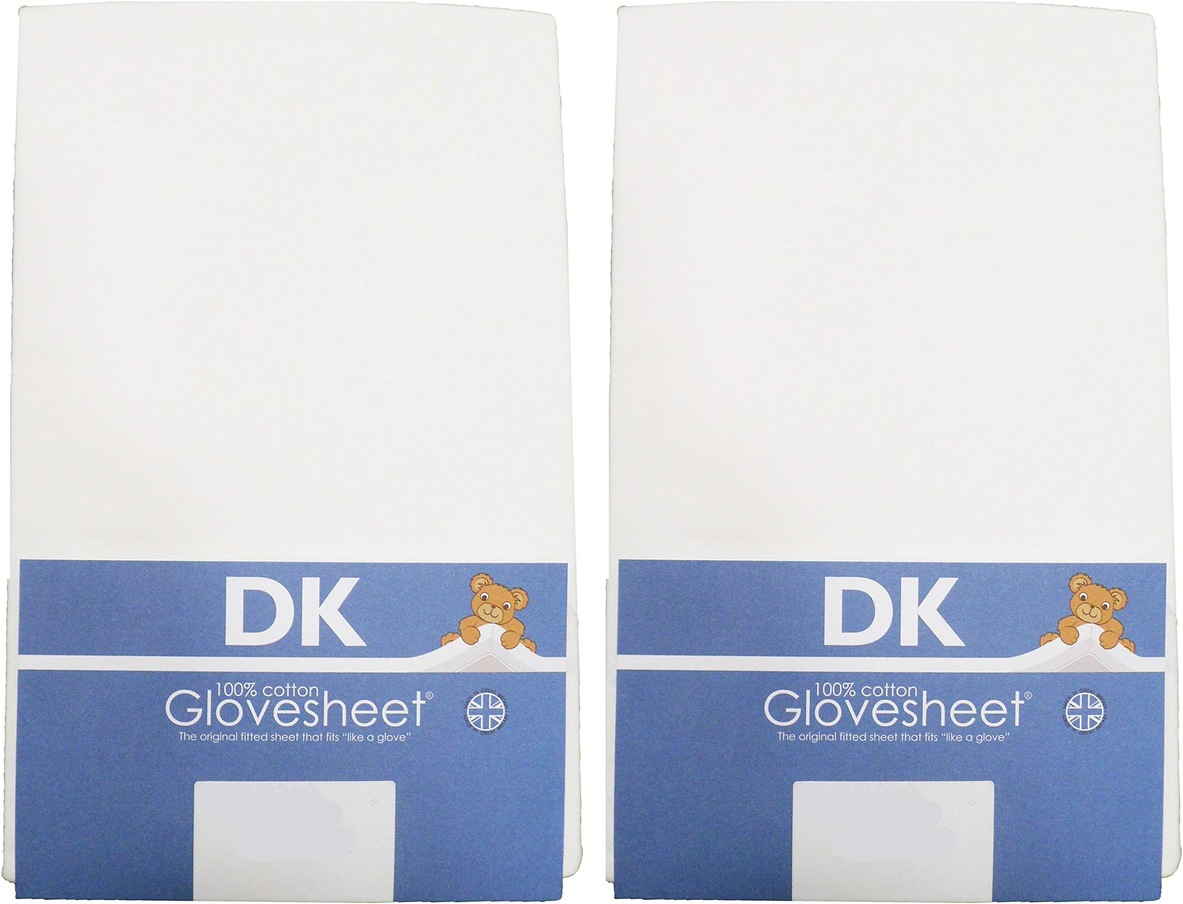 DK Glovesheets :Two Fitted Moses Basket Sheets : 100% Combed Jersey Cotton : to Fit Mattress Size 66 x 28 cm Colour White : Two Packs