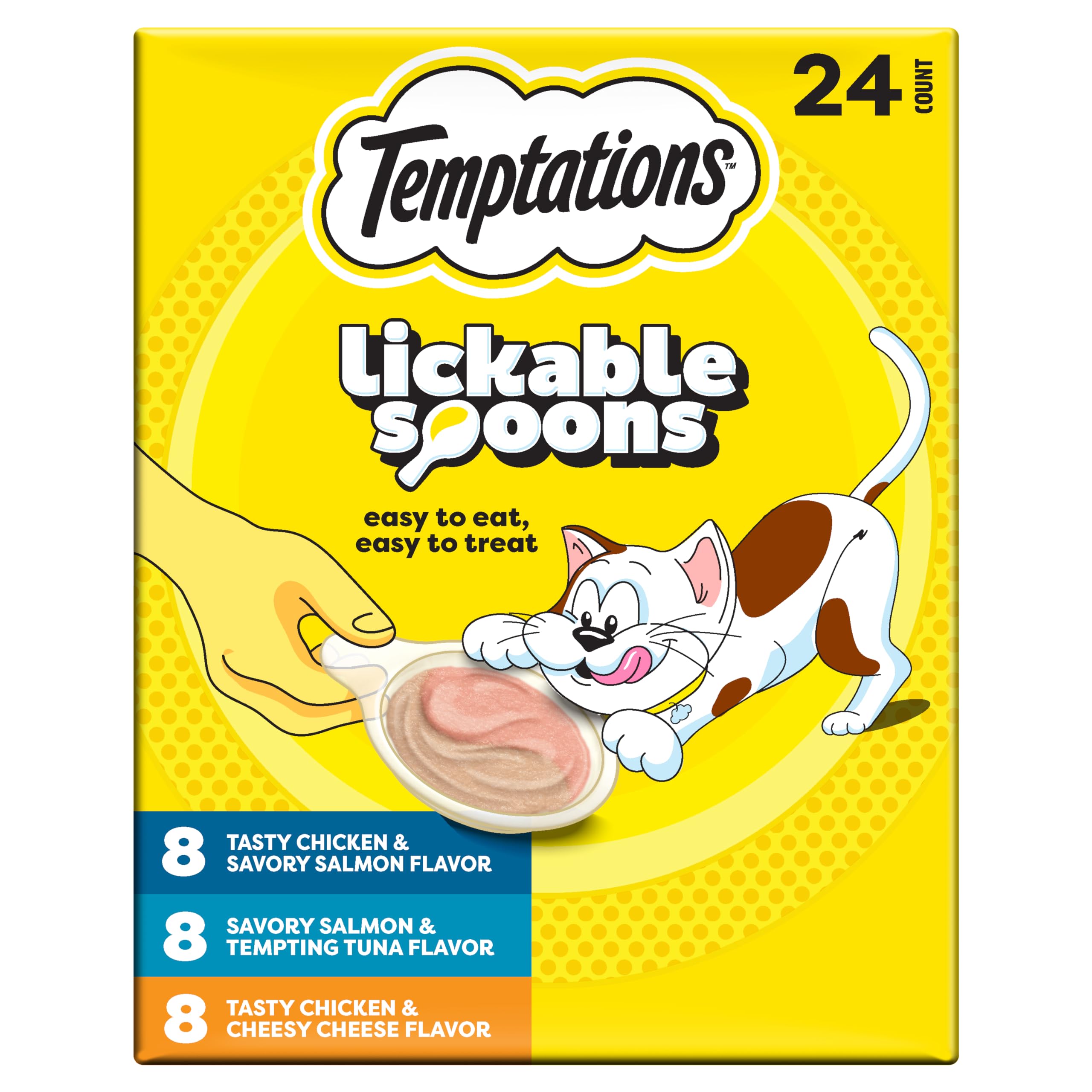 Photo 1 of **** BB 6/7/27 *** Temptations Lickable Spoons Adult Wet Cat Treat, 24 Spoons, Variety Pack