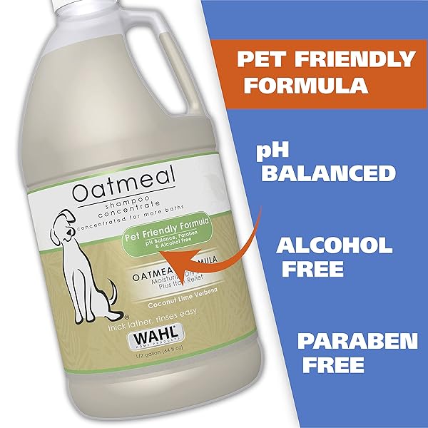 WAHL USA DRY SKIN & ITCH RELIEF PET SHAMPOO FOR DOGS – OATMEAL FORMULA WITH COCONUT LIME VERBENA – 64 OZ – MODEL 821004-050