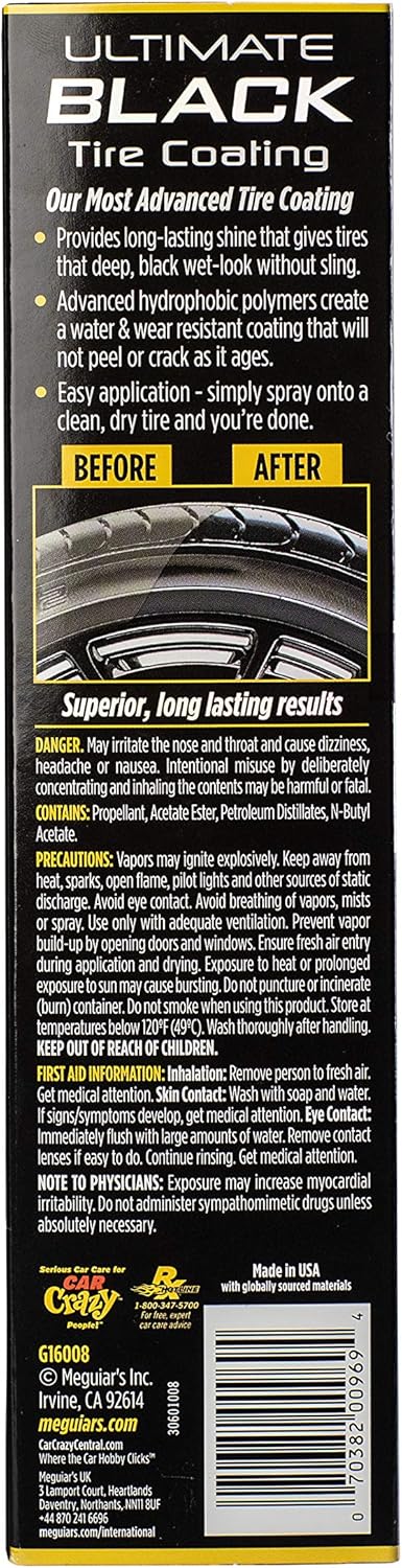 MEGUIAR'S NXT Generation Insane Shine Tire Coating – Aerosol Spray for Insane Gloss – G13115, 15 oz: Automotive