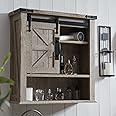 OKD Bathroom Wall Cabinet, Farmhouse Medicine Cabinet with Sliding Barn Door & Adjustable Shelves, Storage Cabinet Wall Mounted for Bathroom, Kitchen, Light Rustic Oak