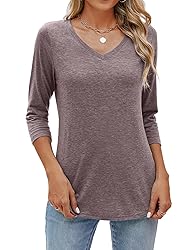 Sherosa 3/4 Sleeve Tops for Women Cotton V Neck