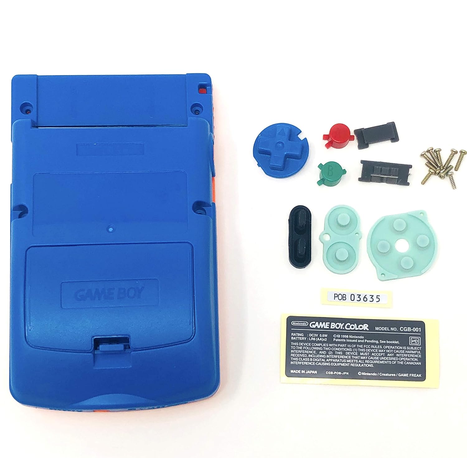 RGRS Replacement Pokemon Center Orange & Blue Full Housing Shell Case Repair Parts Kit w/Lens & Screwdriver for Nintendo Game Boy Color Console [video game]: Video Games