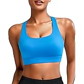 RUNNING GIRL High Impact Sports Bras for Women - Scoop Neck Strappy Sports Bra High Support Moulded Cup Workout Bra