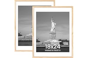 ENJOYBASICS 18x24 Picture Frame, Display Poster 16x20 with Mat or 18 x 24 Without Mat, Wall Gallery Photo Frames, Natural, 2 Pack