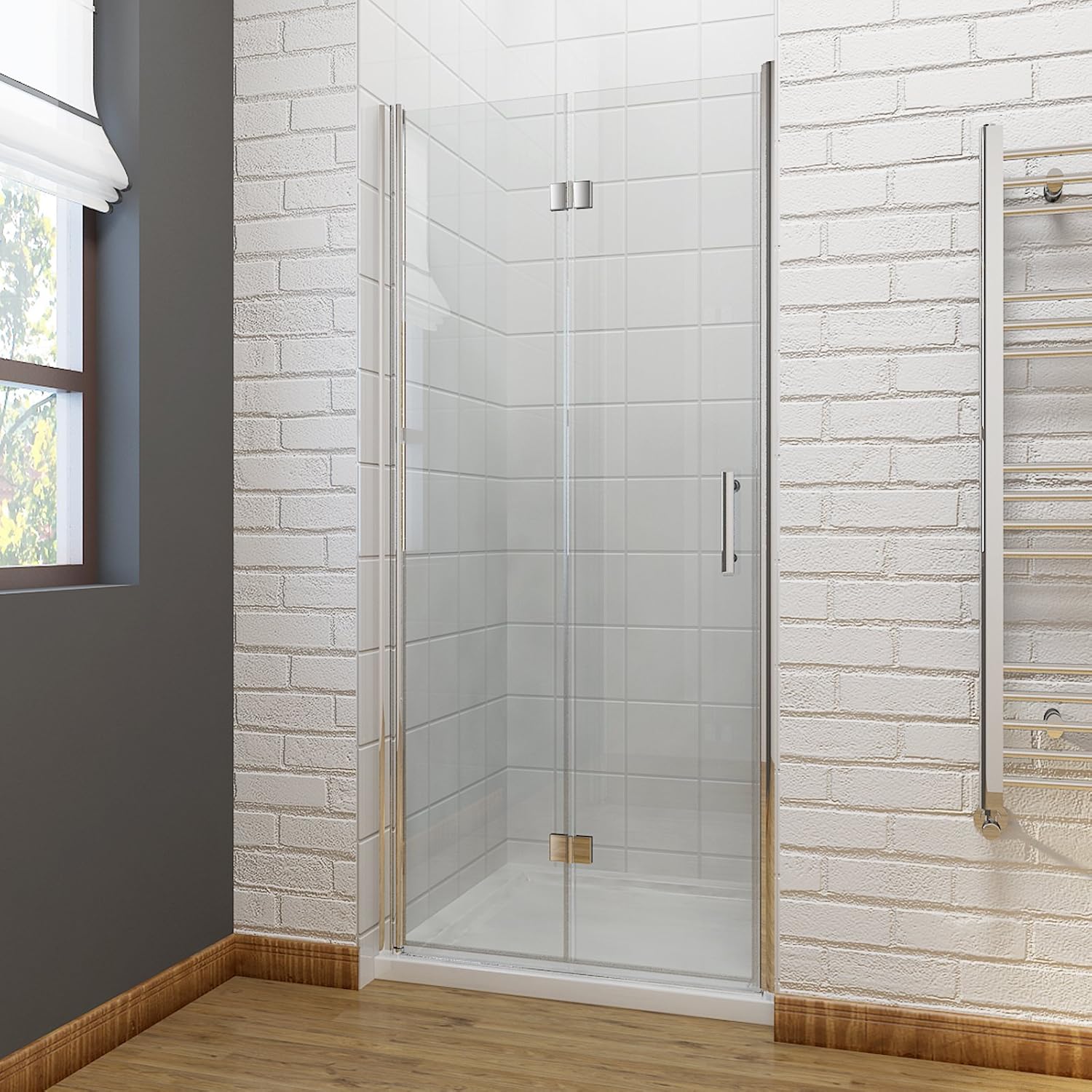 ELEGANT 760 x 1200 mm Bifold Shower Enclosure Glass Shower Door