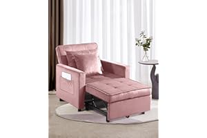 XSPRACER [Updated] Convertible Chair Bed, Sleeper Chair Bed 3 in 1, Stepless Adjustable Backrest,Armchair, Sofa, Bed, Flannel, Pink, Single One