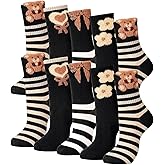 Fourluoo 5 Pairs Women Cat Socks Cute Cozy Funny Animal Patterned Fun Ankle Sock Novelty Dog Socks for Women Gift