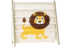 3 Sprouts Kids Book Rack - Space-Saving Bookshelf for Children's Room - Toddler Bookcase Organizer, Book Shelf Ages 3+, Lion