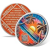 Beach Sunset 35 Year Sobriety Coin, Affirmation NA Coin, Addiction Recovery Thirty-Five Year Sober Chip, Celebrating Recovery Anniversary Token, Narcotics Anonymous Sobriety Gifts for Men Women
