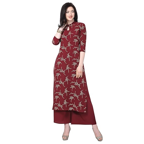 Crepe Stitched Kurti with Palazzo Set for Women
