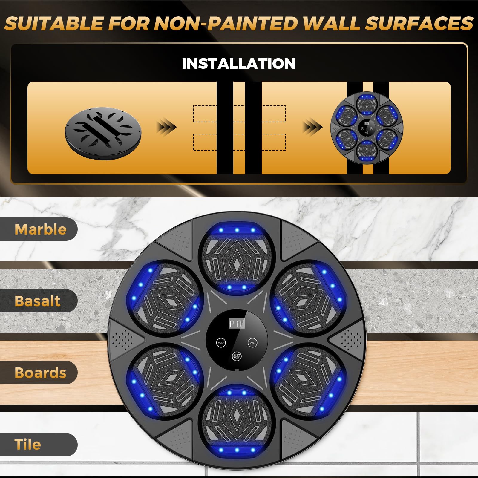 LOLBOX Music Boxing Machine, Boxing Wall Mount Machine for Kids Adult, Bluetooth Smart Boxing Traineing Machine with Boxing Gloves, Boxing Workout Equipment Target for Home, Office, Gym (Upgrade)