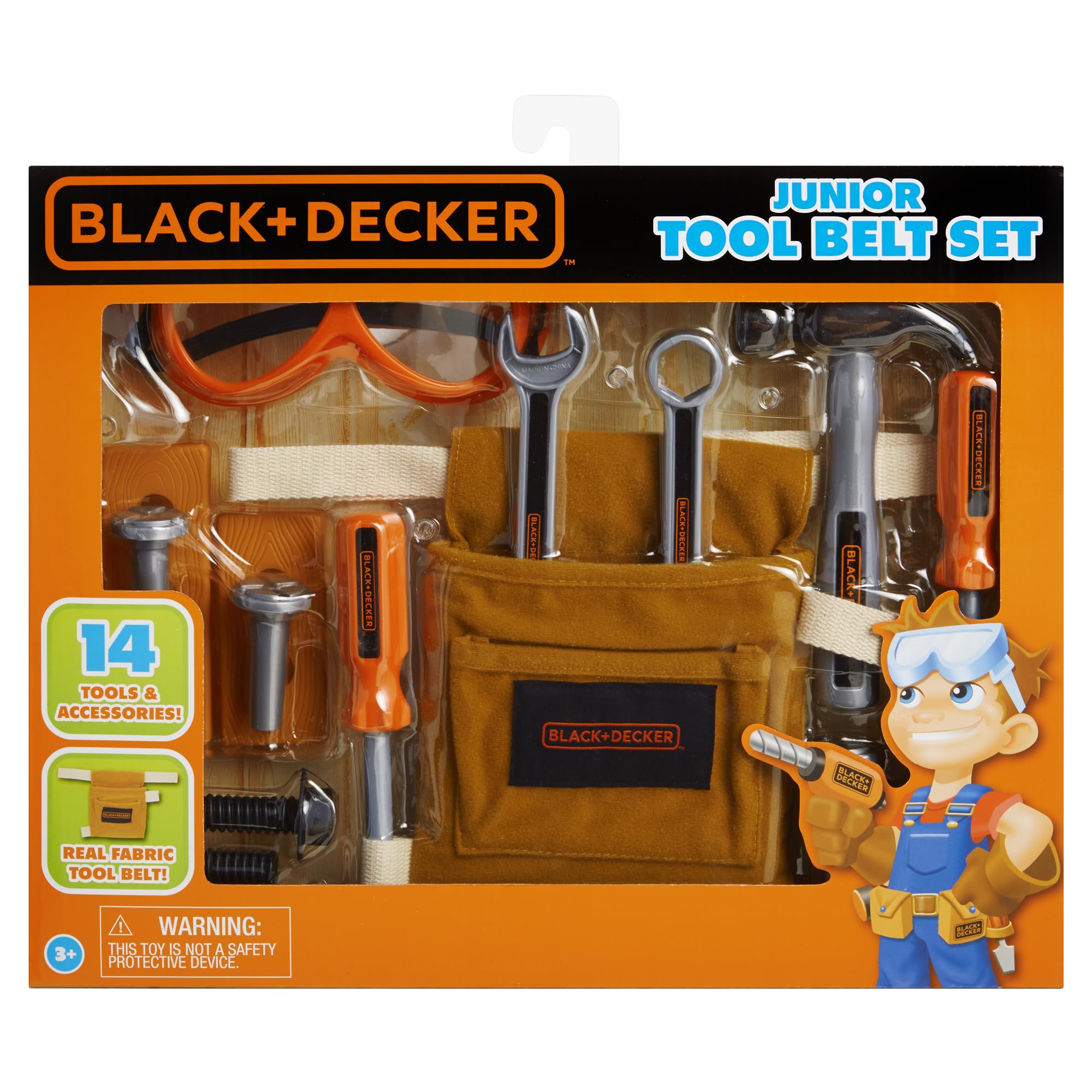 Black & Decker Junior Juego de cinturones de herramientas de juguete de 14 piezas